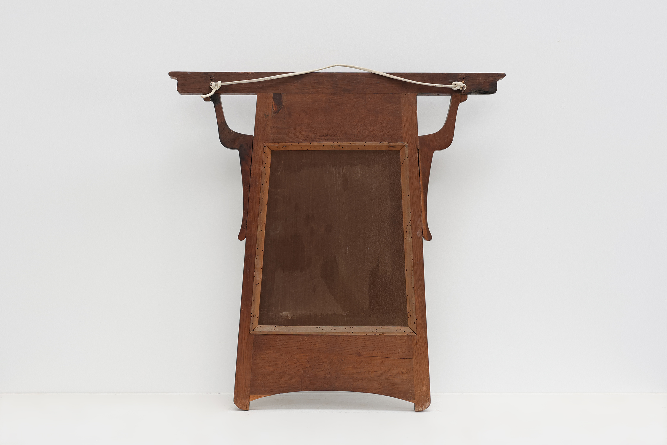 Art Nouveau Oak Coat Rack with Mirror and Floral Carvings, Belgium, circa 1910thumbnail